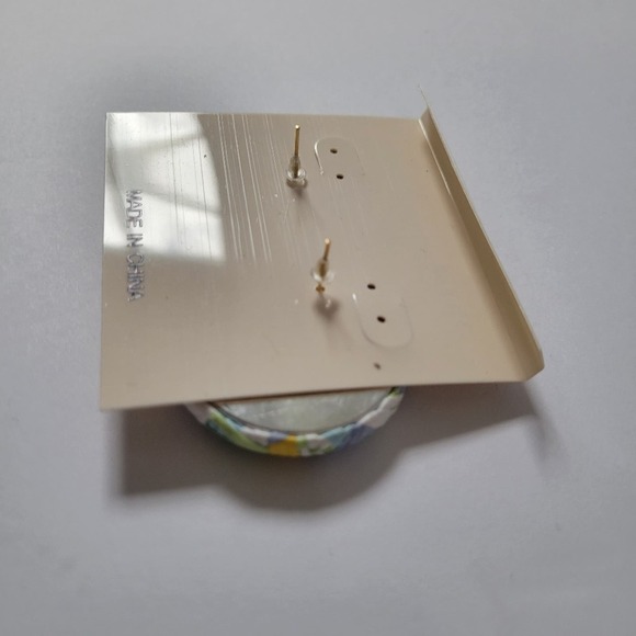 Olivia Welles Large Round Woven Button Post Pastel Earrings Coastal Grandma * - Picture 4 of 4